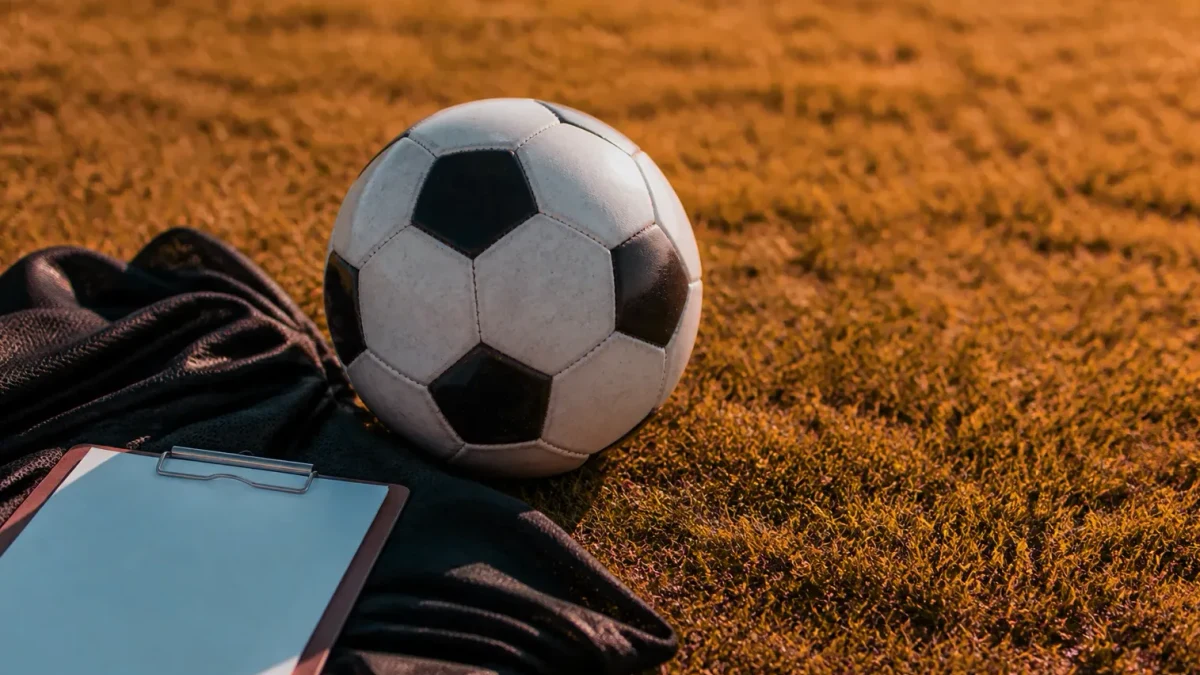 Fotbollsmål och planlinjer på arena